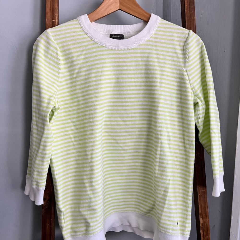 Eddie Bauer Green Striped Sweater